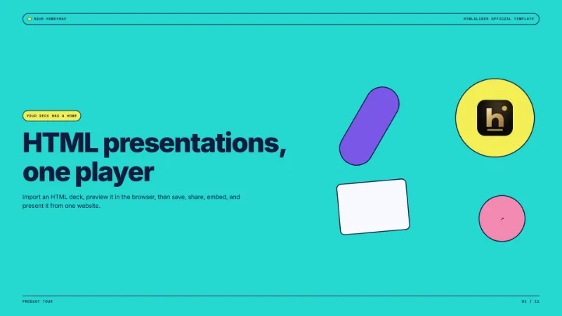 Aqua Homepage — AI HTML presentation template preview