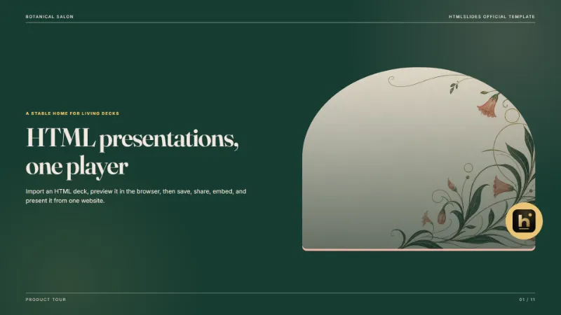 Botanical Salon — AI HTML presentation template preview