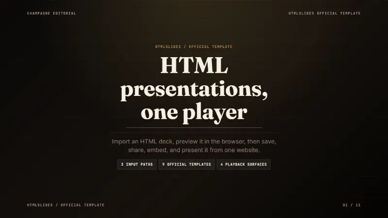 Champagne Editorial presentation template preview