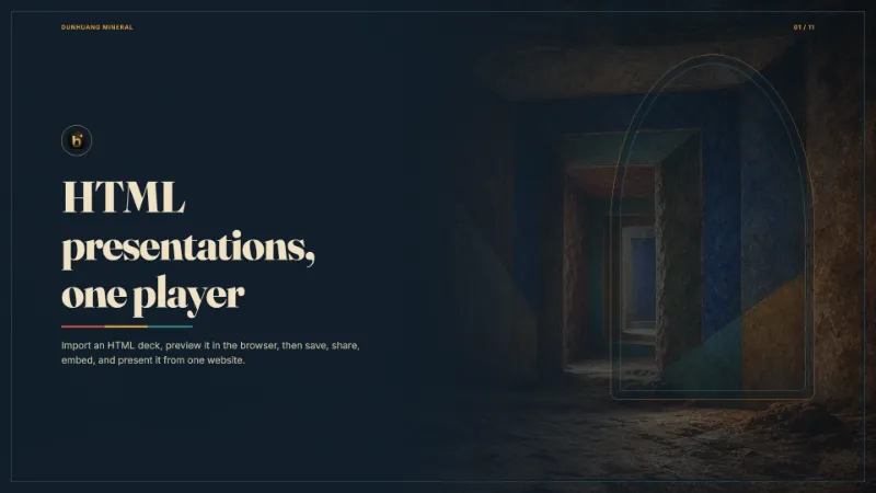 Dunhuang Mineral — AI HTML presentation template preview