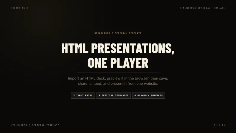 Poster Noir presentation template preview