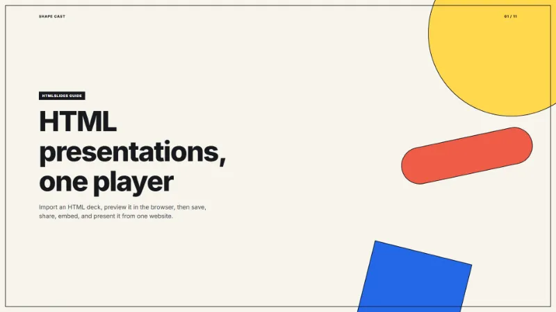 Shape Cast — AI HTML presentation template preview