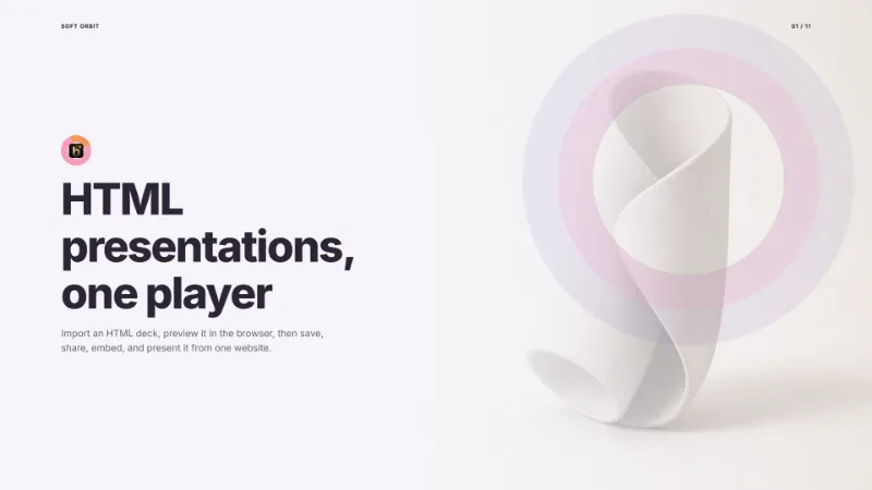 Soft Orbit — AI HTML presentation template preview